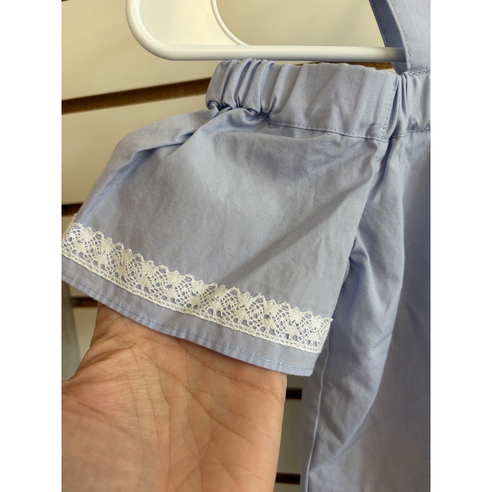 Janie and Jack Girls Light Blue Lace Trim Cold Shoulder Peplum Top Size 5 NWT - Picture 2 of 7